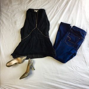 Banana Republic Pleated Deep-V Blouse